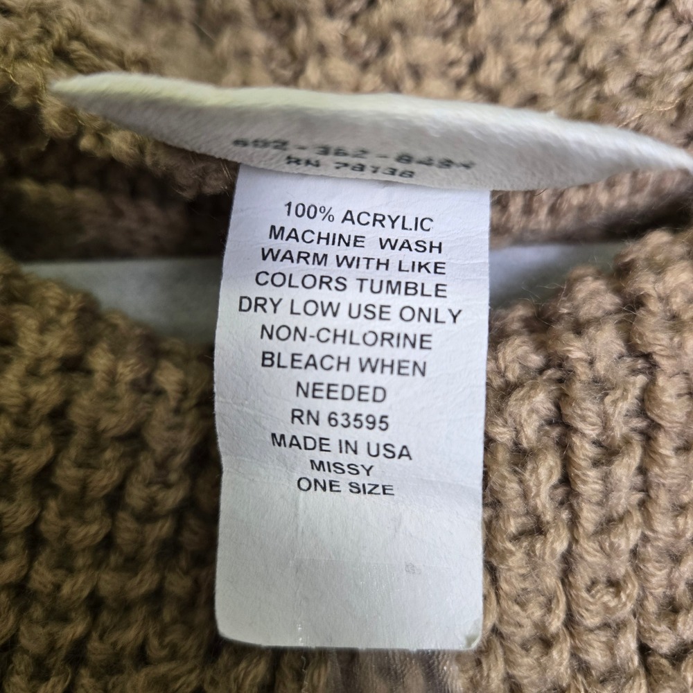 Vermont Country Store Cowl‎ Neck Knit Poncho Shawl, Tan Beige, Missy One Size - Picture 7 of 10